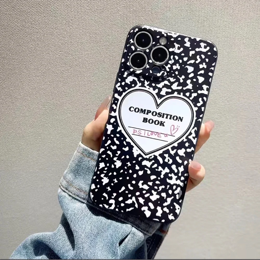 Composition Book Black Slim Case Cover Compatible with Apple iPhones